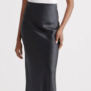 Wilfred Aritzia Satin Black Midi Skirt